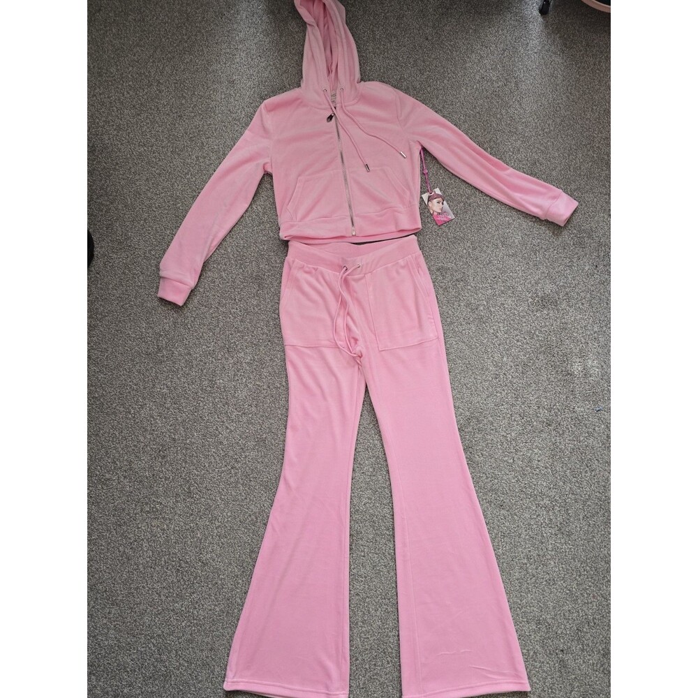 Paris Hilton Pink Velour Suit - Cropped Zip Hoodie & Pants Sz S New, never worn